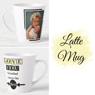 Taza De Café Latte 1 foto te amo abuelo amarillo