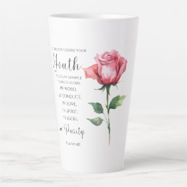 Taza De Café Latte 1 Timothy 4:12 - La Biblia Juvenil versus la Flor