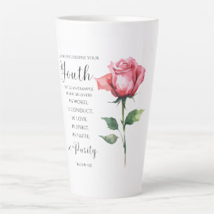 Taza De Café Latte 1 Timothy 4:12 - La Biblia Juvenil versus la Flor