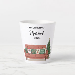 Taza De Café Latte 1er Navidad Casados 2025   Sofá Acogedor Lindo Rec