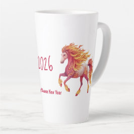 Taza De Café Latte 2026 Caballo Fierro – Feliz Año Nuevo Chino