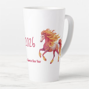 Taza De Café Latte 2026 Caballo Fierro – Feliz Año Nuevo Chino