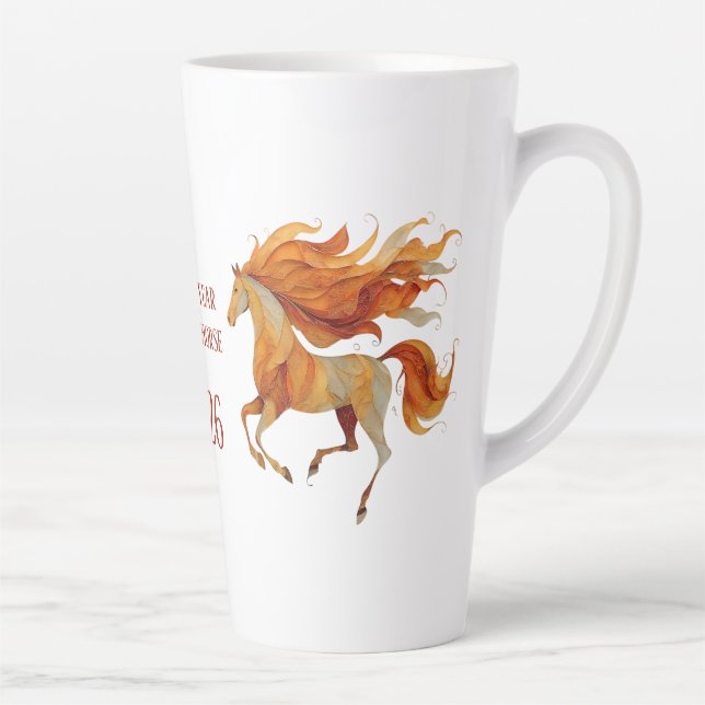 Taza De Café Latte 2026 Happy Year of the Horse Design (Derecha)