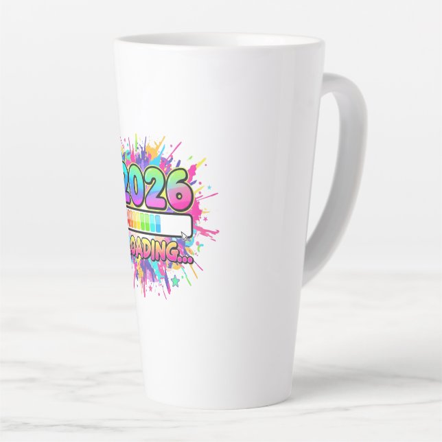 Taza De Café Latte 2026 Loading... Progress Bar Sticker (Ángulo derecho)