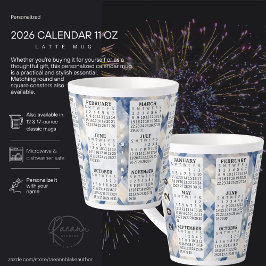 Taza De Café Latte 2026 Personalizado 12 oz Calendario Latte Mug