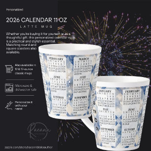 Taza De Café Latte 2026 Personalizado 12 oz Calendario Latte Mug