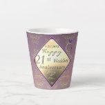 Taza De Café Latte 21 Aniversario Boda 2FotosBrass e Iolite<br><div class="desc">Diseñé esta romántica taza de café latte dedicada a su 21 aniversario de boda,  con un guiño a los tradicionales regalos de piedra y bronce de olita para marcar su hito en este encantador y original diseño.</div>