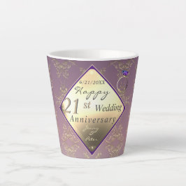 Taza De Café Latte 21 Aniversario Boda 2FotosBrass e Iolite