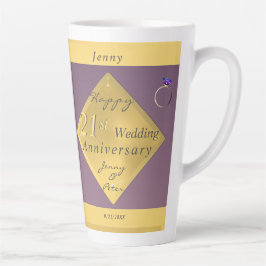 Taza De Café Latte 21° aniversario Boda Brass Cafè Latte