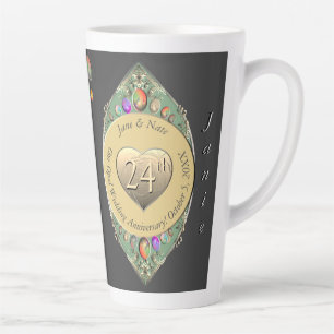 Taza De Café Latte 24.º Aniversario del Boda OpalToalla