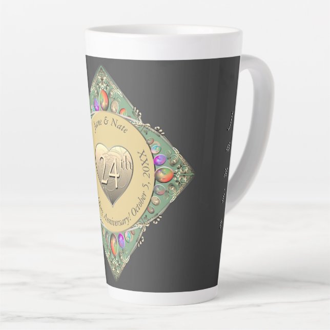 Taza De Café Latte 24.º Aniversario del Boda OpalToalla (Ángulo derecho)