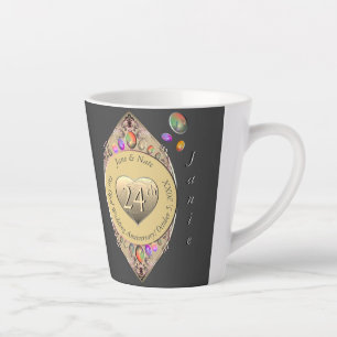 Taza De Café Latte 24° Aniversario de Opal Boda Latte Mug