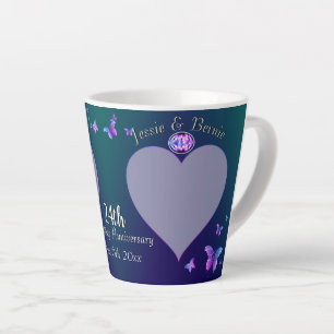 Taza De Café Latte 24° Aniversario del Boda Blue Latte Mug