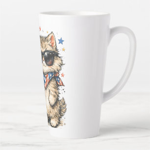 Taza De Café Latte 250 Aniversario Patriótico Gato Café Helado USA 