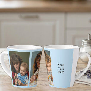 Taza De Café Latte 2 foto añadir texto blanco azul
