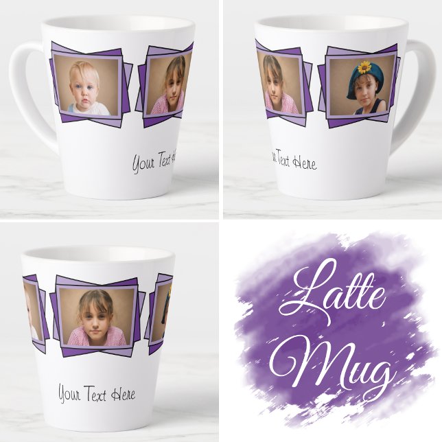 Taza De Café Latte 3 foto agregar su texto morado (Subido por el creador)