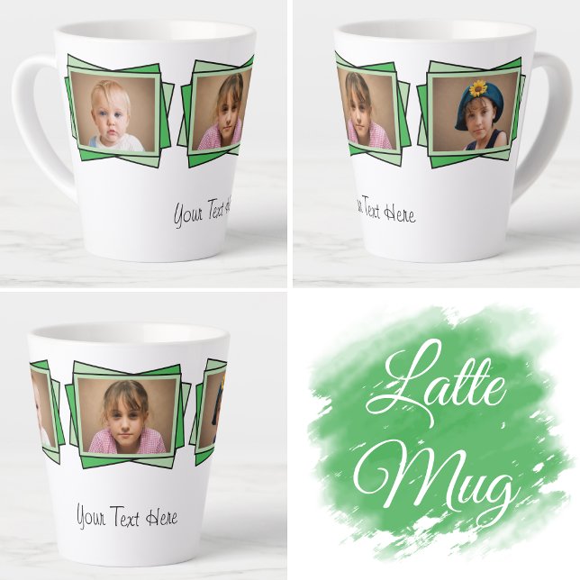 Taza De Café Latte 3 foto agregar tu texto verde (Subido por el creador)