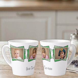 Taza De Café Latte 3 foto añade tu texto verde