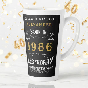 Taza De Café Latte 40 cumpleaños 1986 Legendario Retro