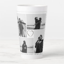 Taza De Café Latte 4 Collage de fotos Boda Aniversario Nombre y fecha