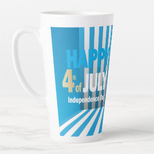 Taza De Café Latte 4 de julio Fuegos artificiales de la bandera estad