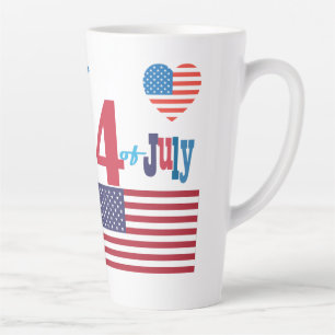 Taza De Café Latte 4 de julio Fuegos artificiales de la bandera estad