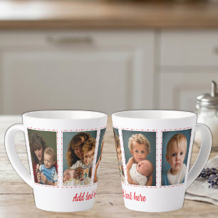 Taza De Café Latte 4 fotos añadir texto blanco rojo