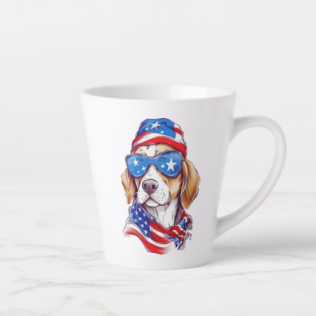 Taza De Café Latte 4th Of July Dog Sublimation-66361 (Derecha)