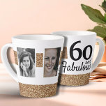 Taza De Café Latte 50 y Fabulous Gold Purpurina 2 Photo 50th Birthday<br><div class="desc">50 y Fabulous Gold Purpurina 2 Fotos 50th Birthday Latte Mug. Diseño moderno y elegante con 2 fotos y detalles falsos de purpurina dorado. Añade tus fotos - puedes usar una foto antigua y nueva.</div>