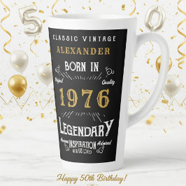 Taza De Café Latte 50th Birthday 1976 Legendary Retro