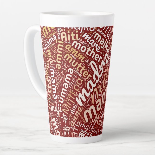 Taza De Café Latte 60 palabras para "madre" en diferentes idiomas (Ángulo izquierdo)