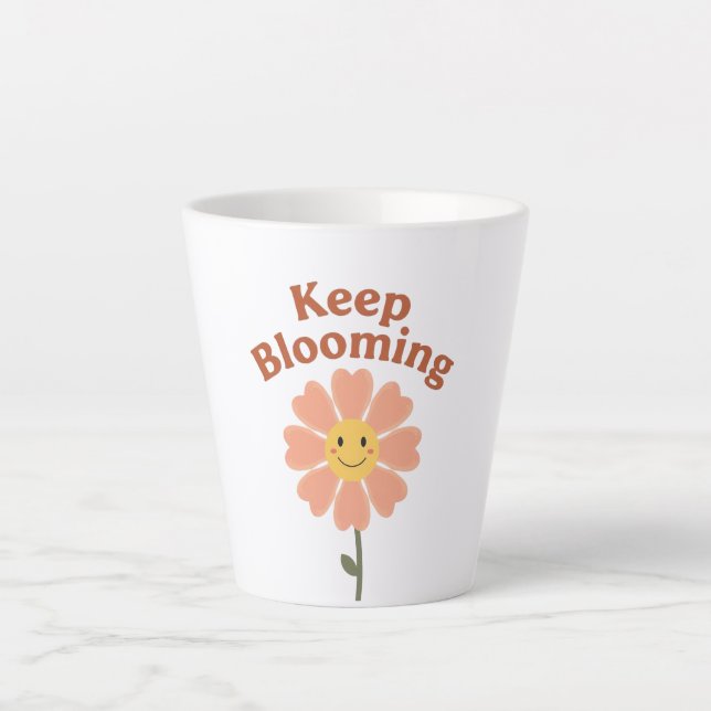 Taza De Café Latte 70s Style Happy Flower Graphic (Anverso)