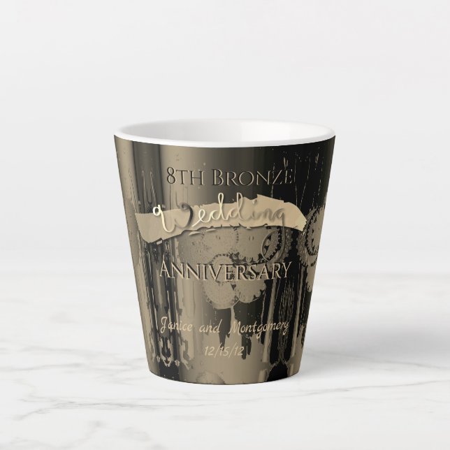 Taza De Café Latte 8.º Boda de bronce Steampunk (Anverso)