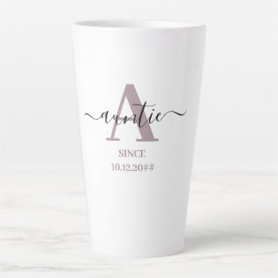 Taza De Café Latte A es para Tía Elegante Monograma Script Mauve