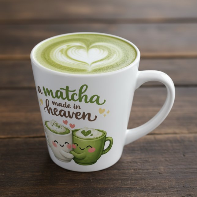 Taza De Café Latte A Matcha Made in Heaven Cute Funny Pun (A Matcha Made in Heaven Cute Funny Pun Latte Small Mug by Ricaso.  A sweet gift idea for a loved one)