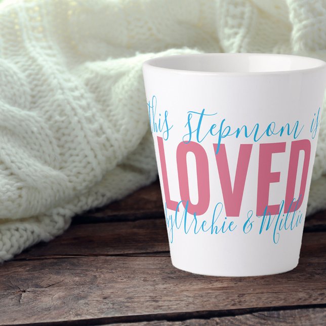 Taza De Café Latte A Stepamm le encantó... Turquesa rosa personalizad (Subido por el creador)