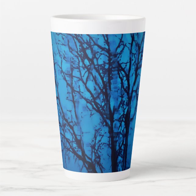 Taza De Café Latte A Través Del Vidrio, El Arbol Llorando Azul Resume (Anverso)