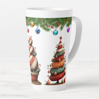 Taza De Café Latte A Whimsical Christmas Topiary Trees