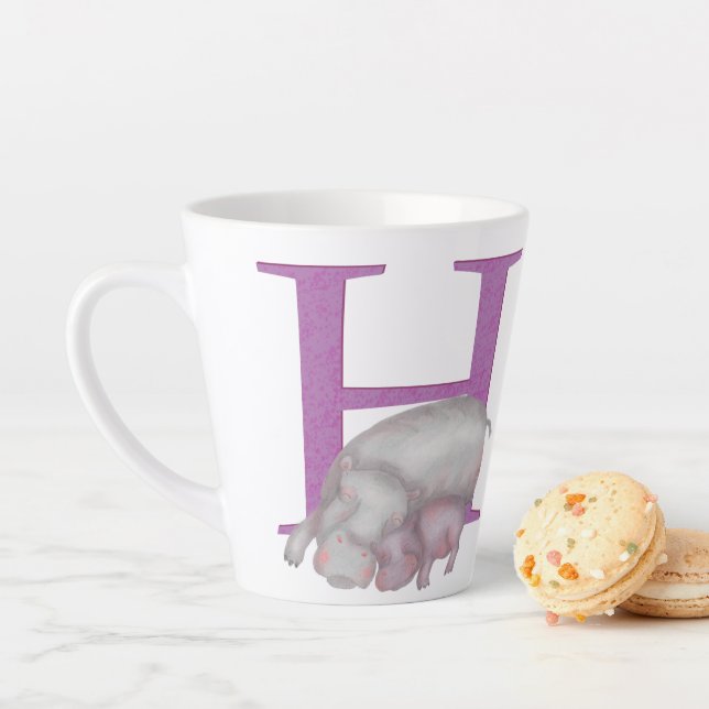 Taza De Café Latte ABC H animal es para hippo latte mug (In situ)