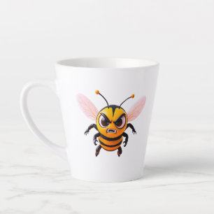 Taza De Café Latte Abeja de Dibujos Animados con Ceño Fruncido