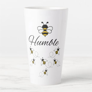 TAZA DE CAFÉ LATTE ABEJA HUMILDE ZUMBADORA CERÁMICA BLANCA NEGRA 600 