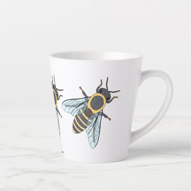 Taza De Café Latte Abeja melífera (pequeña) - Taza Latte (Derecha)