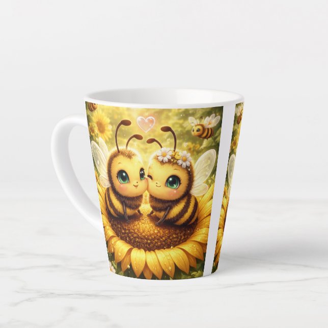 Taza De Café Latte Abeja Mía Girasol (Ángulo izquierdo)