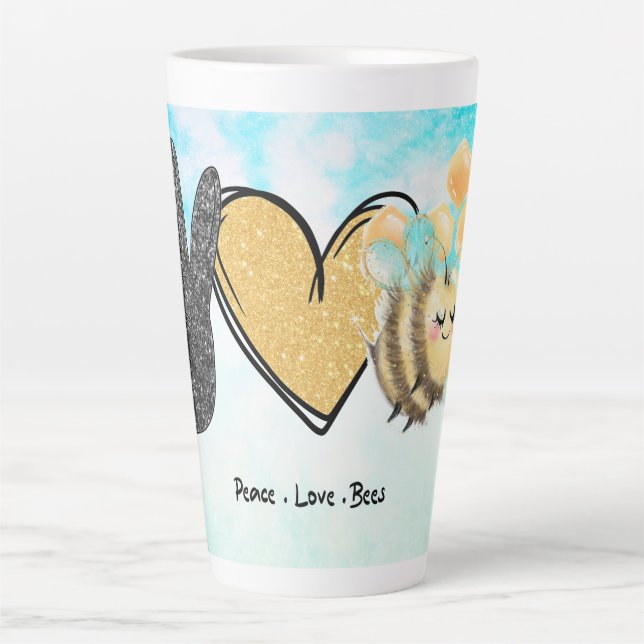 Taza De Café Latte Abejas amorosas de Cute Peace (Anverso)