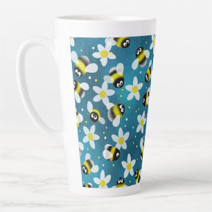 Taza De Café Latte Abejas con burbujas lúdicas (Denim Blue)