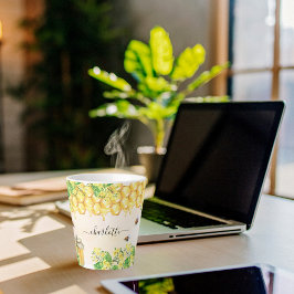 Taza De Café Latte Abejas de burbujas miel florines amarillos nombre 