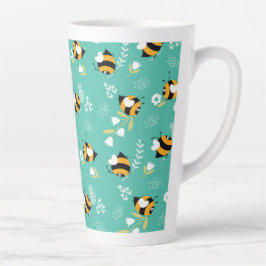 Taza De Café Latte Abelhas fofas com flores