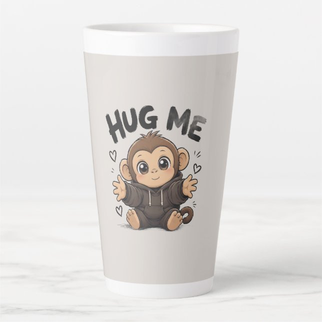 Taza De Café Latte Abrázame Mono (Anverso)