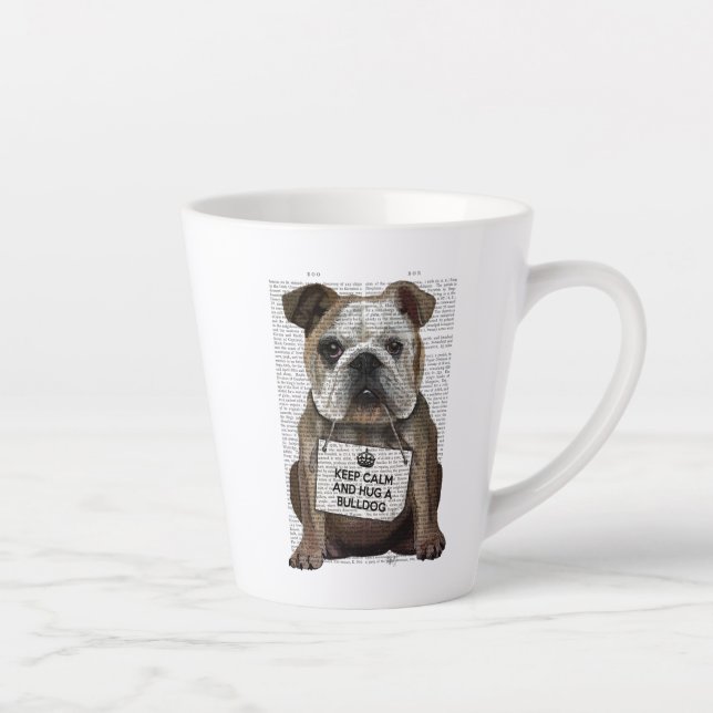 Taza De Café Latte Abrazarse de Bulldog (Derecha)