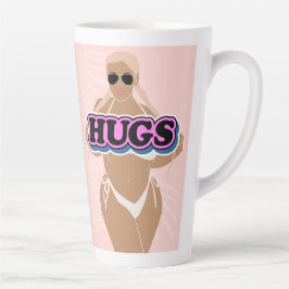 Taza De Café Latte abrazos, personalizado bello más dama en bikini